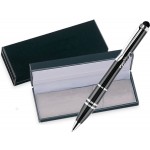 Office Pro Series Stylus Ball Point Pen in Black Velvet Gift Box - Black Logo Branded