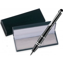 Office Pro Series Stylus Ball Point Pen in Black Velvet Gift Box - Black Logo Branded  Office Pro Series Stylus Ball Point Pen in Black Velvet Gift Box - Black Logo Branded