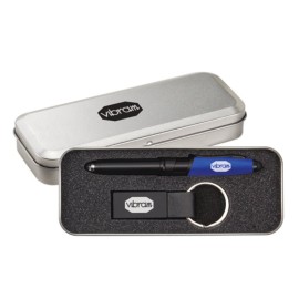 Nano Pen/Stylus/Keyring Gift Set - Blue Custom Imprinted