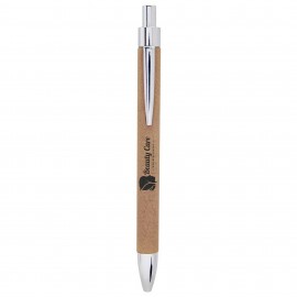 Light Brown Laser Engraved Leatherette Pen Custom Imprinted