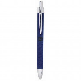 Blue/Black Laser Engraved Leatherette Pen Logo Branded