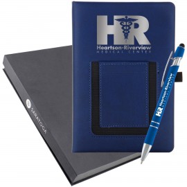 Techno Pocket Journal And Ultima Softex Pen Set Logo Branded