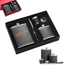 Custom Engraved 8oz Wine Pot Flasks with Sign Pen Gift Set