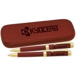 Promotional Rosewood Ballpoint Pen / Pencil Set With Wood Box