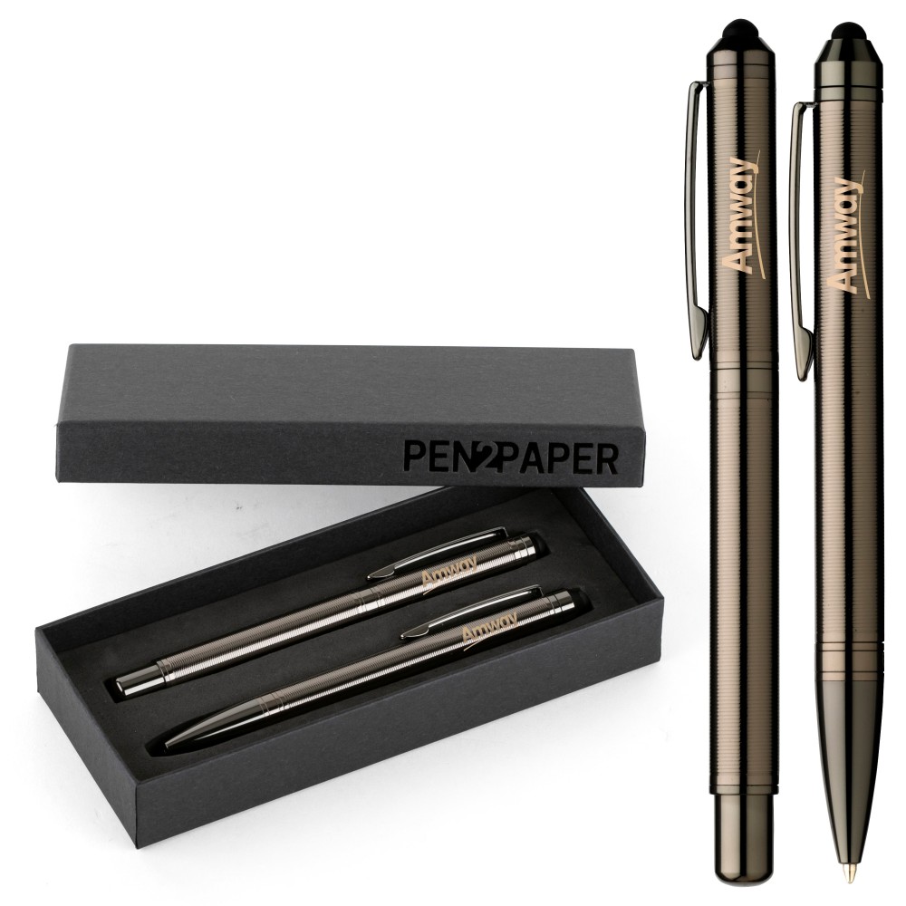 Logo Branded Rowling Roller & Ballpoint Pen Set Logo Branded Rowling Roller & Ballpoint Pen Set