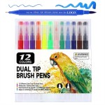 Dual Brush Marker Pens 12 Colors Set Custom Imprinted