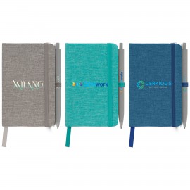 Custom Imprinted Melville 3.5'' x 5.5'' RPET Notebook & Zen Pen Gift Set - Full-Color Inkjet  Custom Imprinted Melville 3.5