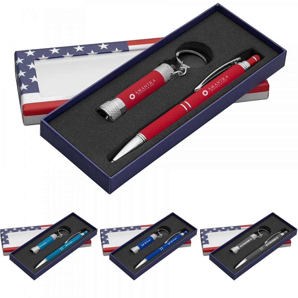 Custom Imprinted Phoenix & Chroma Softy American Flag Window Gift Set - Laser