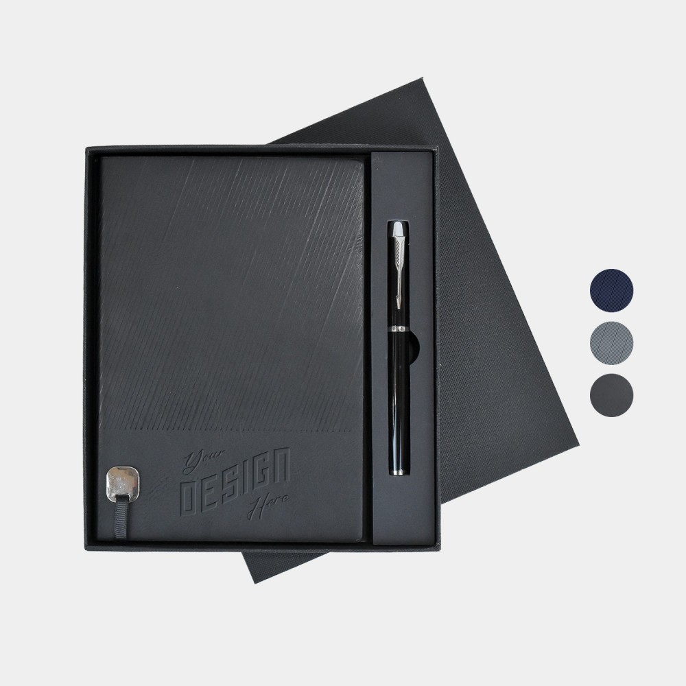 Custom Engraved TiTUS Executive Corduroy PU Lather A5 Notebook with Metal Bookmark, Pen in EVA Case Gift Set Custom Engraved TiTUS Executive Corduroy PU Lather A5 Notebook with Metal Bookmark, Pen in EVA Case Gift Set
