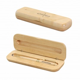 Custom Imprinted Maplewood Case w/Pen Gift Set