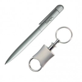 Buxton Pen/Keyring Gift Set - Silver Logo Branded  Buxton Pen/Keyring Gift Set - Silver Logo Branded