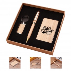Logo Branded 3 In 1 Bamboo Business Gift Set  Logo Branded 3 In 1 Bamboo Business Gift Set