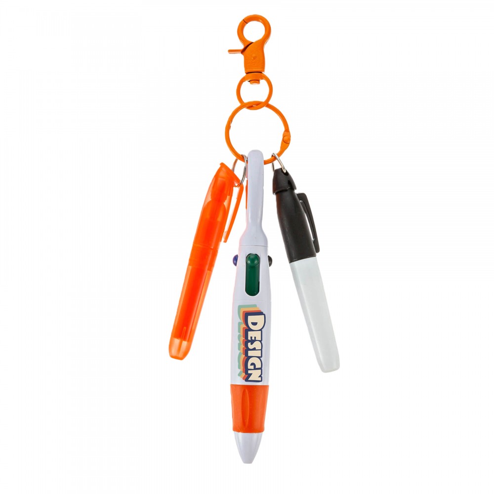 Custom Engraved Portable Multi-Pen Keychain Set