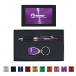 Custom Imprinted CD Effect Tear Drop Key-Tag and Twist Action Ballpoint Pen Gift Set