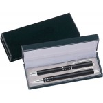 Dot Grip Pen Series - Black Pen and Roller Pen Gift Set, Silver Dots Grip, Crescent Moon Shape Clip Logo Branded