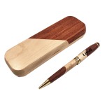Wooden Parquet Ballpoint Pen with Wooden Box Set Custom Engraved