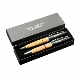Cork Executive Premade Double Pen Set Custom Imprinted