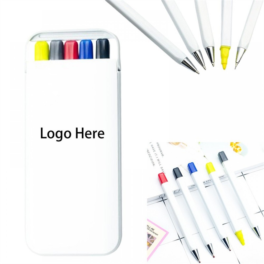 Logo Branded Highlighter, Pencil and Ballpoint Pen Set Logo Branded Highlighter, Pencil and Ballpoint Pen Set