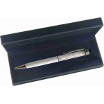 Custom Imprinted Crystal Stylus pen / ball point pen in black velvet gift box - White