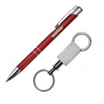 Custom Engraved Clicker Pen/Keyring Gift Set - Red