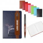 Luxury A5 PU Leather Notebook with High-End Wooden Knob Pen Custom Imprinted