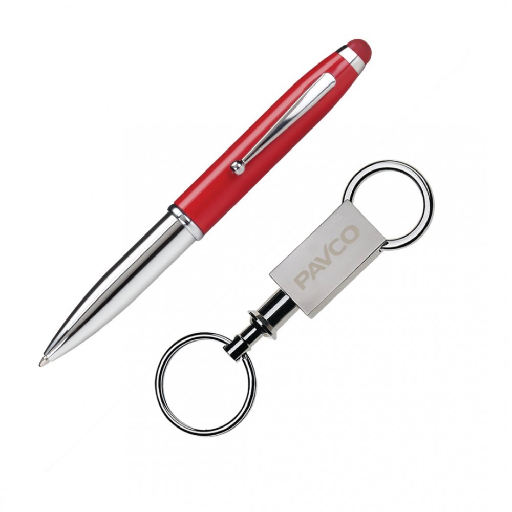 Townsend Stylus/Pen/Keyring Gift Set - Red Custom Engraved