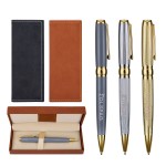 Logo Branded Metal Ballpoint Pen Pu Leather Gift Set