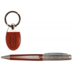 Custom Engraved Inglewood Rosewood Ballpoint Pen & Matching Keychain Gift Set