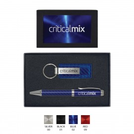 Carbon Fiber Key Tag and Carbon Fiber Ballpoint Pen Set Custom Engraved