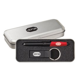 Custom Imprinted Nano Pen/Stylus/Keyring Gift Set - Red