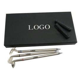 Logo Branded Golf Club Ballpoint Pen Kit w/Black Gift Box