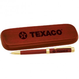 Custom Imprinted Rosewood Ballpoint Pen And Wood Box Set