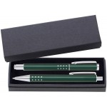 Dot Grip Pen Series - Green Pen and Roller Pen Gift Set, Silver Dots Grip, Crescent Moon Shape Clip Custom Imprinted