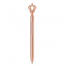 Diamond encrusted crown rose gold twist action metal ballpoint pen Logo Branded