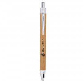 Bamboo Faux Leather Pen with Logo