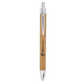 Logo Branded Bamboo Faux Leather Pen