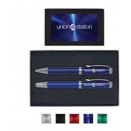 Carbon Fiber Ballpoint Pen and Rollerball Pen Gift Set Custom Imprinted