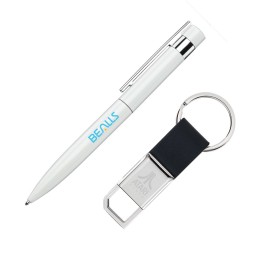 Custom Venitzia Pen/Keyring Gift Set - White