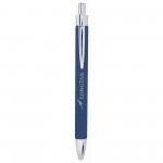 Blue/Silver Laser Engraved Leatherette Pen Custom Imprinted