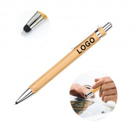 Custom Engraved 5 2/5" Eco Friendly Refillable Bamboo Wooden Ballpoint Pen With Pocket Clip