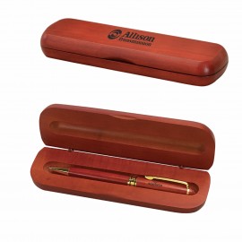Logo Branded Rosewood Case w/Pen Gift Set  Logo Branded Rosewood Case w/Pen Gift Set