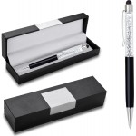 Logo Branded Crystal Stylus pen / ball point pen in black velvet gift box - Black