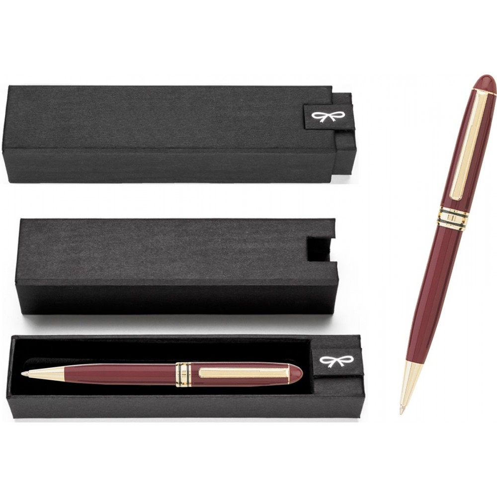 MB Series Ball Pen Gift Set - burgundy pen in black gift box Custom Engraved