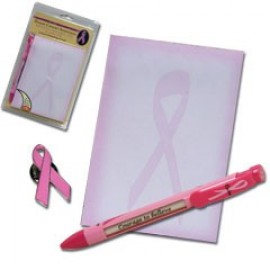 Pink Ribbon Note Pad Set Custom Imprinted
