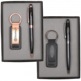 Pen & Keychain Set Copper with Logo