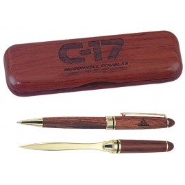 Rosewood Pen & Letter Opener Gift Set Custom Engraved