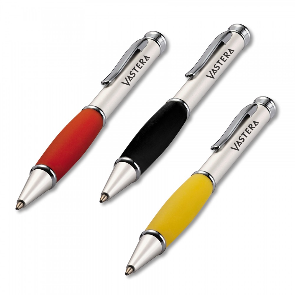Twist Action Ballpoint Pen with Soft Touch Rubberized Grip Logo Branded Twist Action Ballpoint Pen with Soft Touch Rubberized Grip Logo Branded