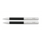 Custom Imprinted Franklin Covey Greenwich Chrome Cap/ Black Lacquer Ballpoint Pen and 0.9mm Pencil Set