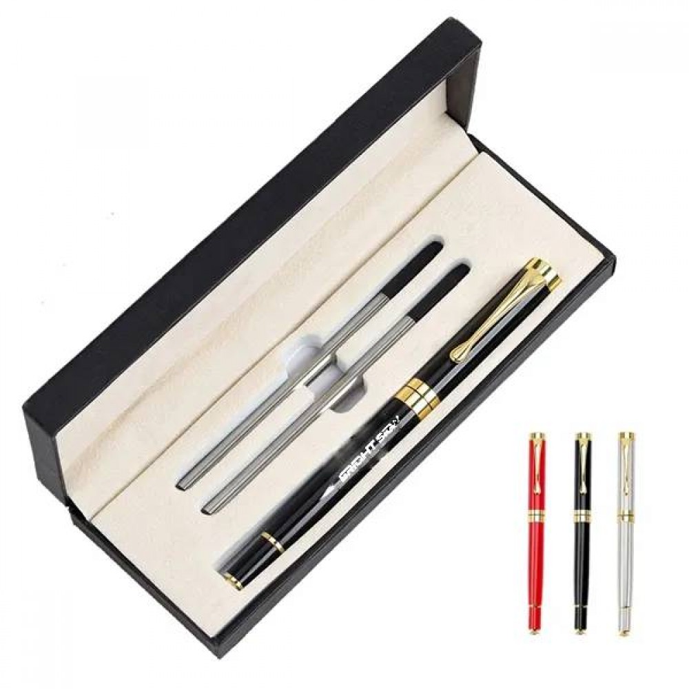 Custom Engraved Luxury Metal Engraved Roller Ball Pen Set with Gift Box Custom Engraved Luxury Metal Engraved Roller Ball Pen Set with Gift Box