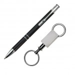 Custom Imprinted Clicker Pen/Keyring Gift Set - Black